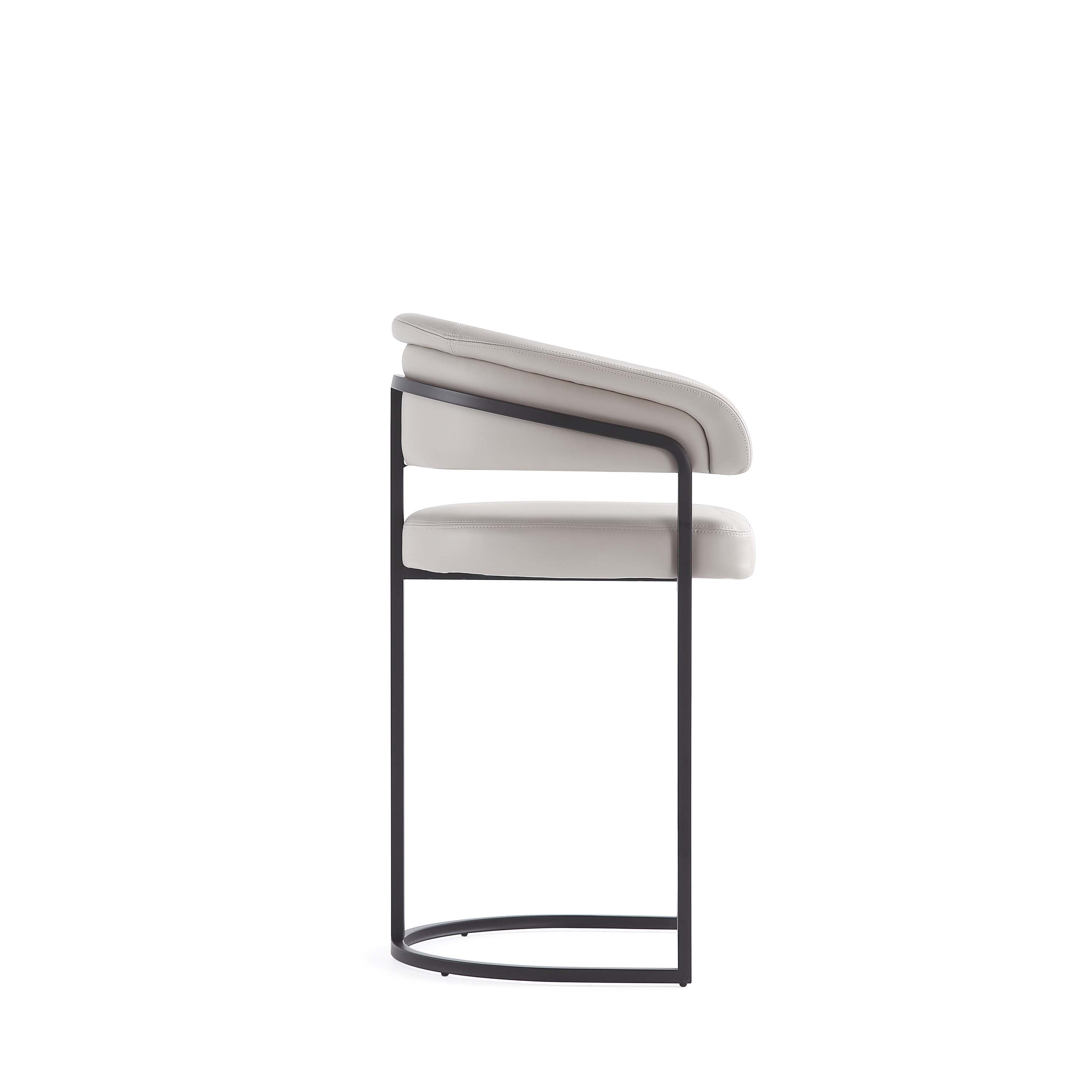 Alt View 3. Manhattan Comfort - Augusta Modern Metal Upholstered Counter Stool - Set of 3 - Light Gray.