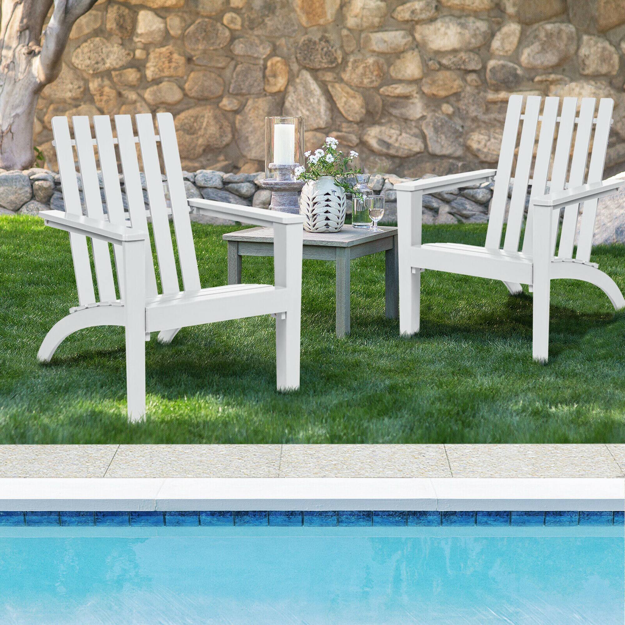 Alt View 2. Gymax - Gymax Set of 2 Outdoor Wooden Adirondack Chair Patio Lounge Chair w/ Armrest White - White.
