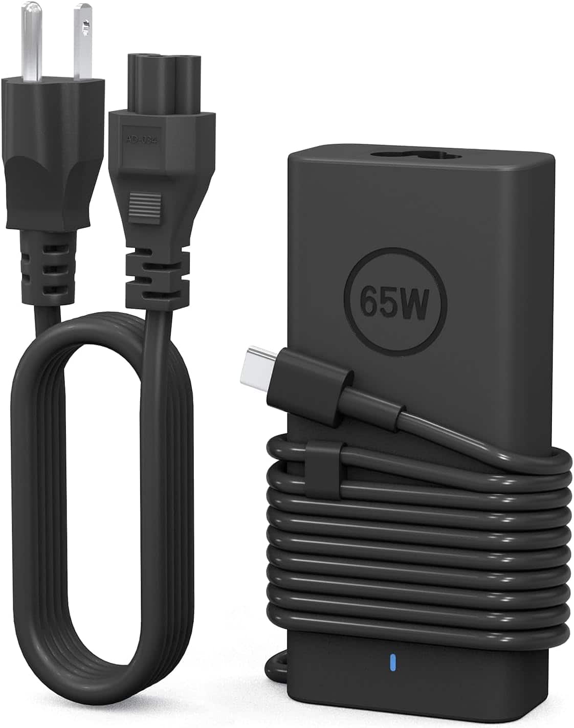 Core Tech - 65W USB-C Laptop Charger for Dell Latitude, Inspiron, XPS and Chromebook with Power Cord - Black