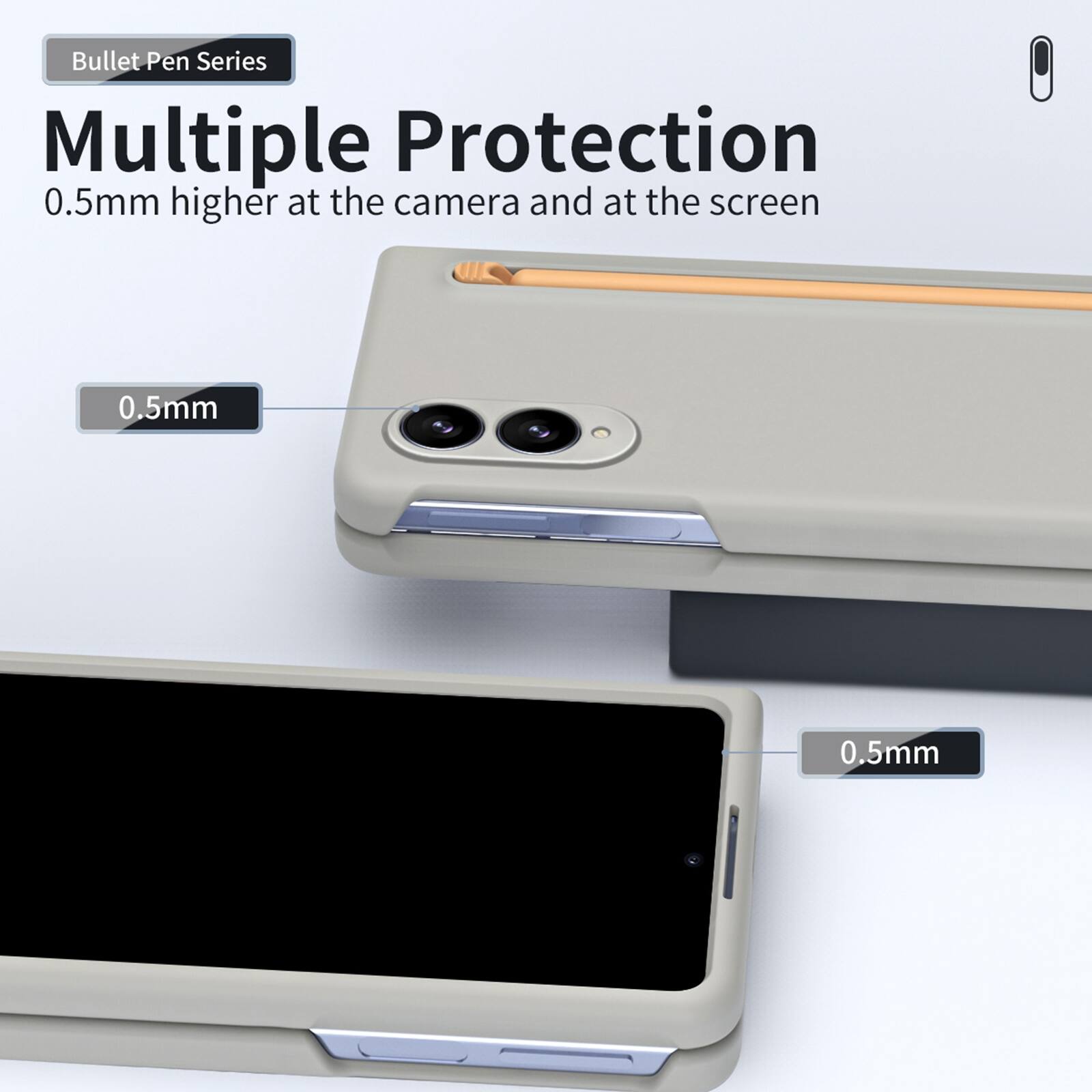 Bullet Pen Series  
Multiple Protection  
0.5mm higher at the camera and at the screen  
0.5mm  
0.5mm