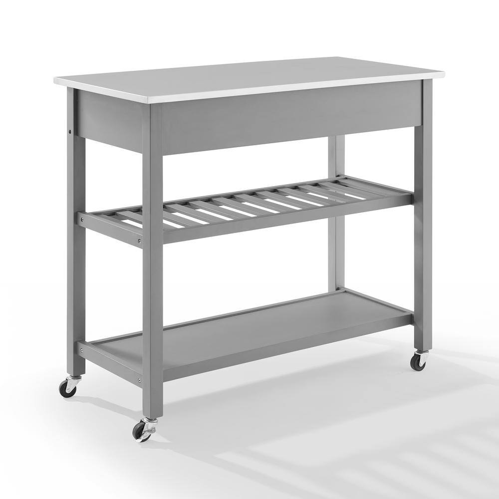 Left. Crosley Furniture - Chloe Stainless Steel Top Kitchen Island/Cart - Gray.