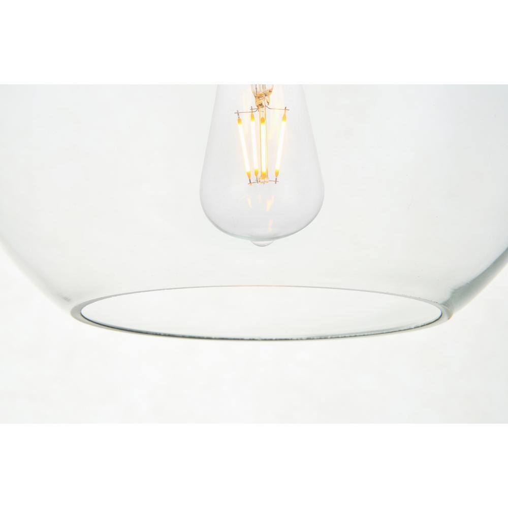 Back. Living District - Baxter 3 Lights Brass Pendant With Clear Glass - Brass And Clear.