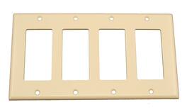 Leviton - 4-Gang Decora GFCI Thermoset Wallplate, Standard Size, Device-Mount Model 80412-T - White