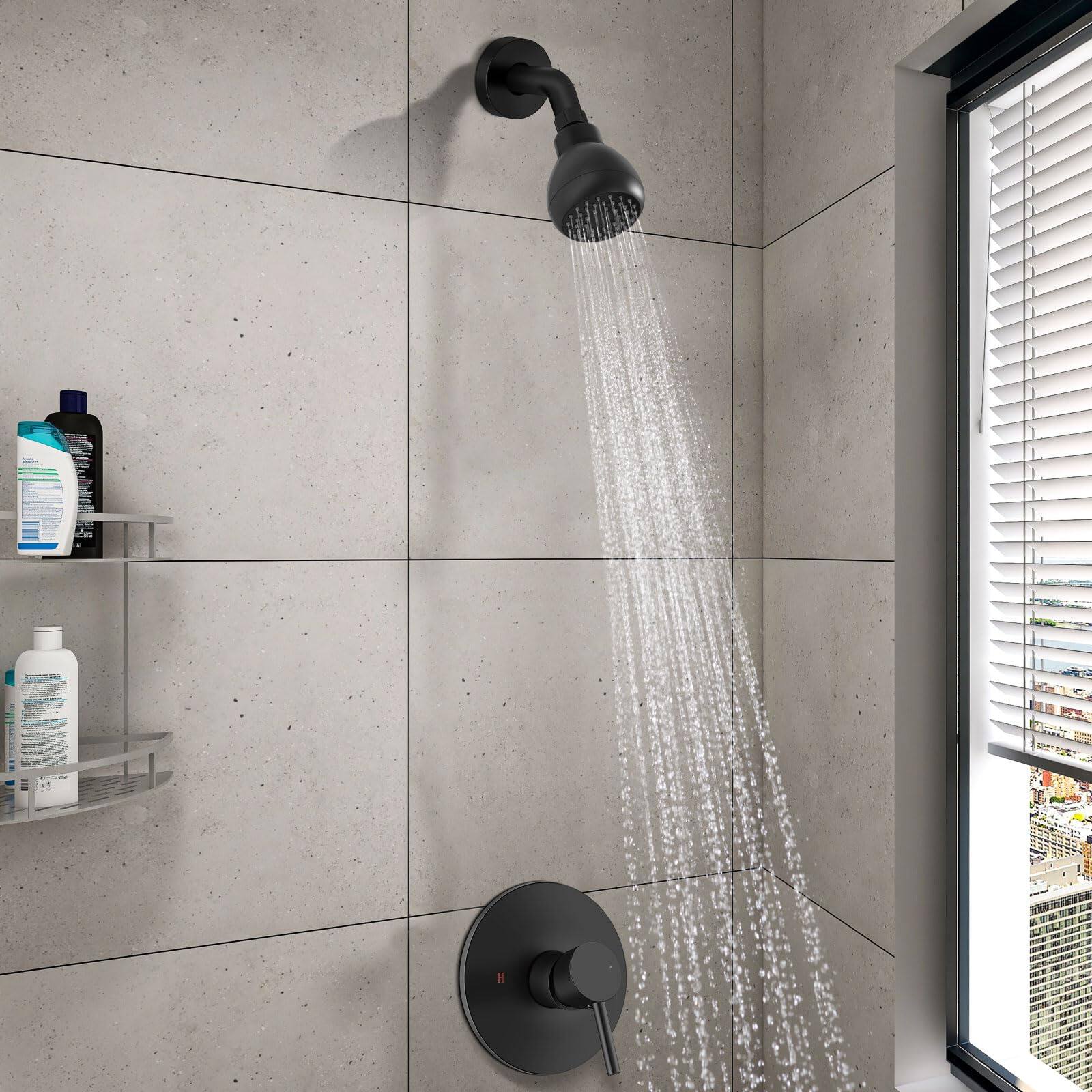 Alt View 3. Paradigms Interiors - Shower Faucet And Head Set With Rough in Valve Trim Kit System Fixtures Complete Single handle - Brushed Nickel.