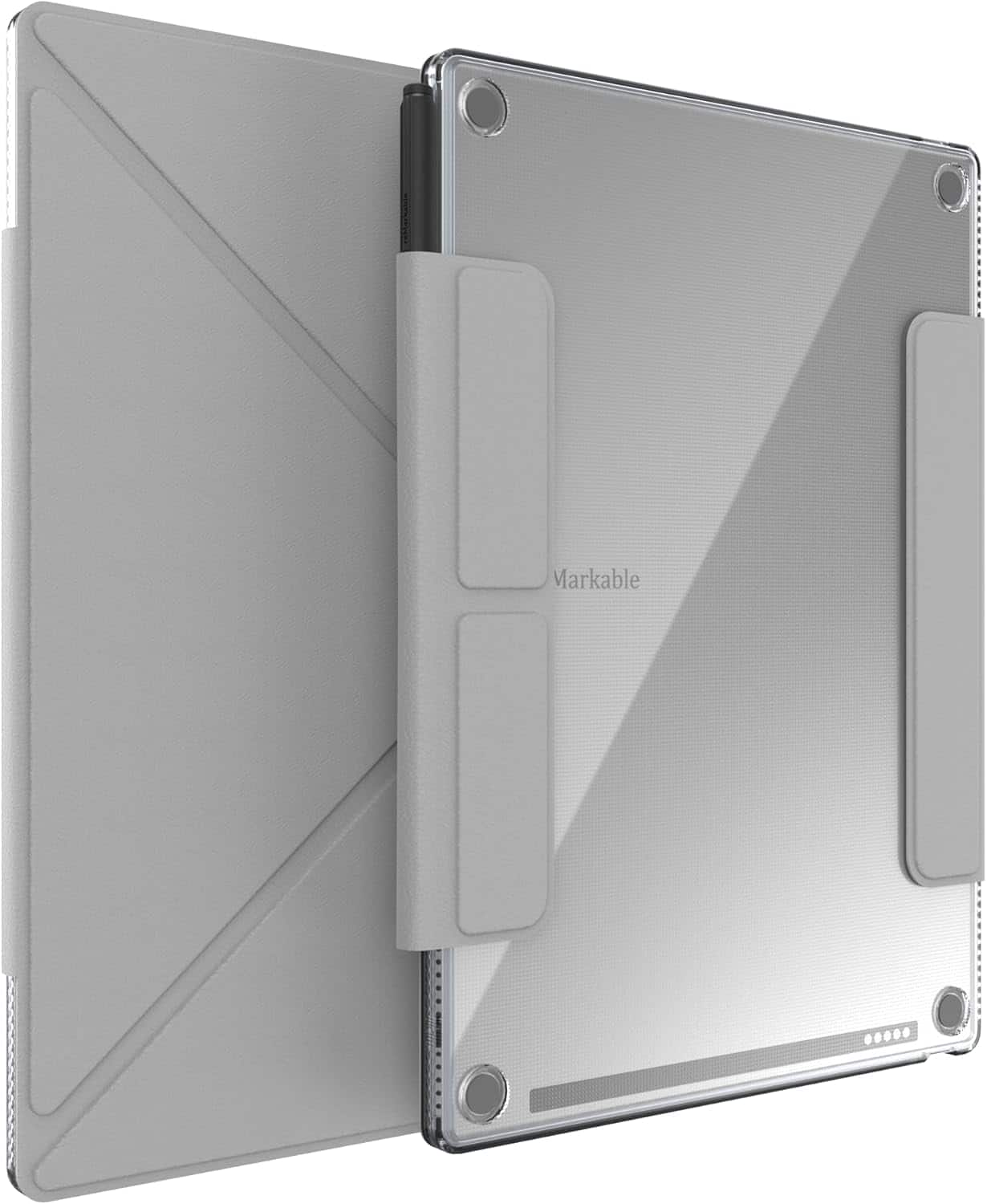 TUDIA - M-FLIP Detachable Clear Magnetic Case for Remarkable Paper Pro 11.8" - Grey - Gray
