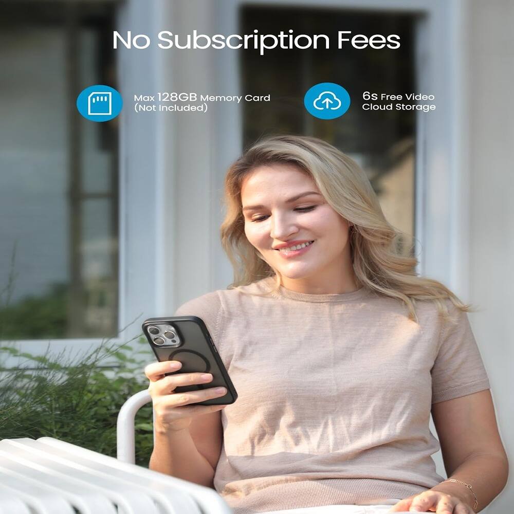No Subscription Fees

- Max 128GB Memory Card (Not Included)
- 6S Free Video Cloud Storage