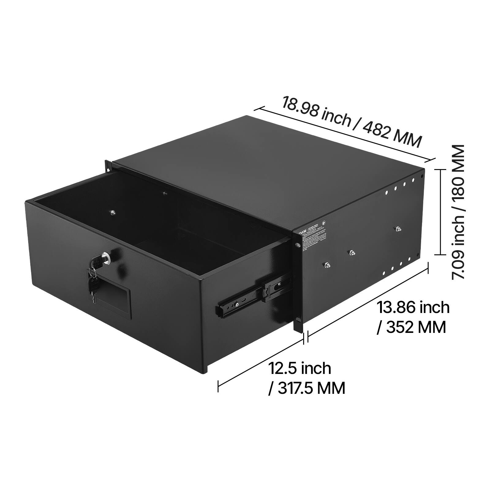 18.98 inch / 482 MM  
7.09 inch / 180 MM  
13.86 inch / 352 MM  
12.5 inch / 317.5 MM