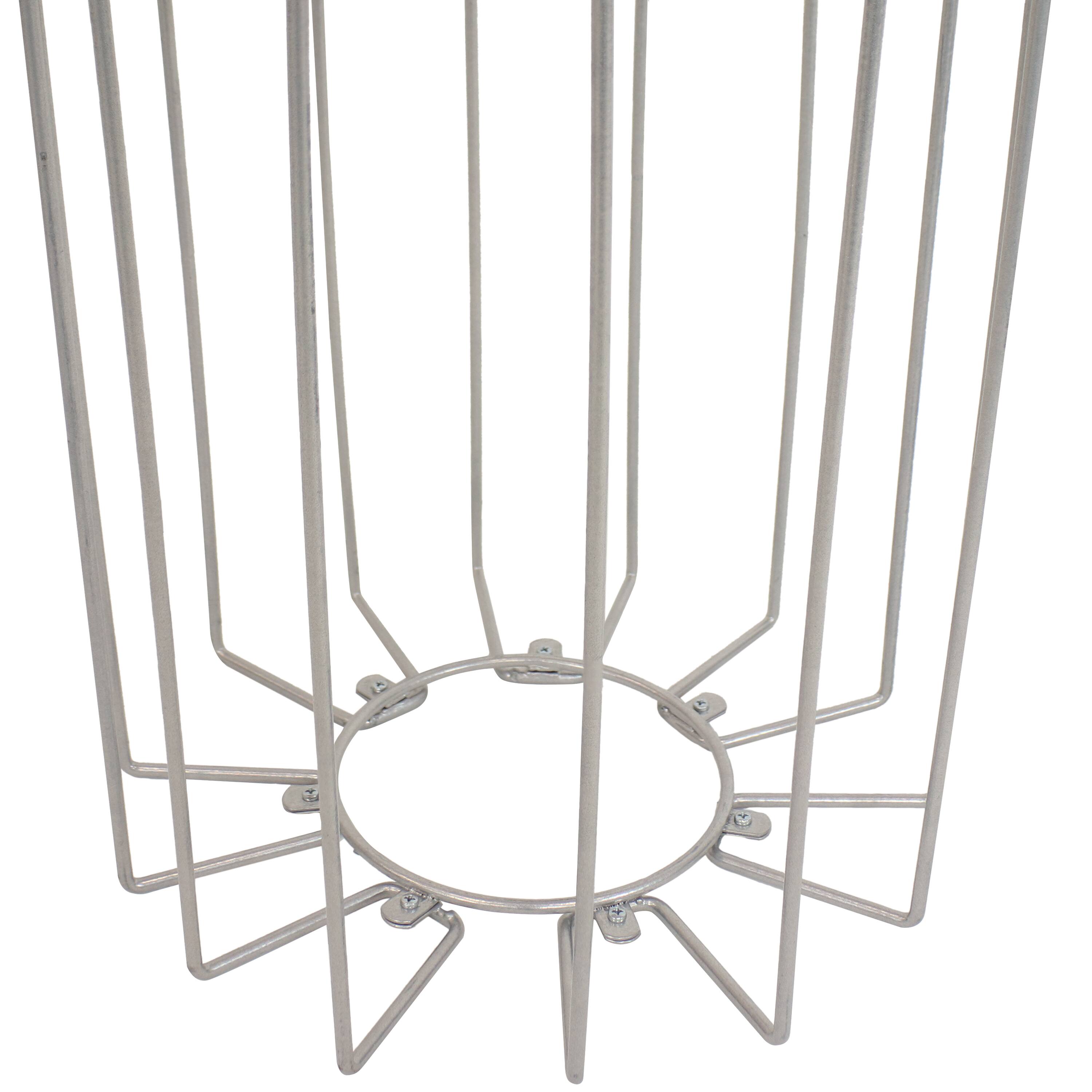 Alt View 5. Sunnydaze - Steel Wire End Table with Faux Woodgrain Tabletop - Cream.