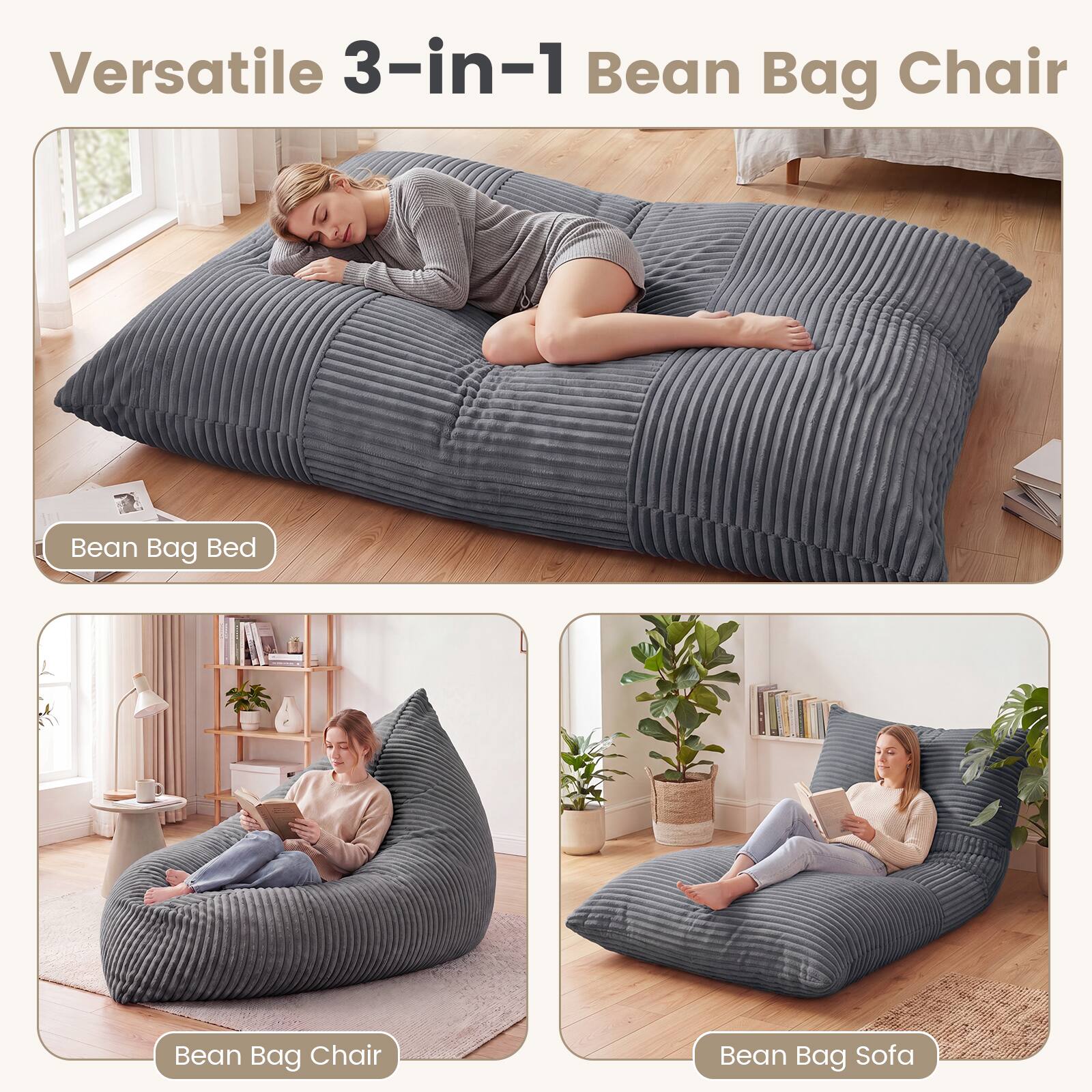 Versatile 3-in-1 Bean Bag Chair

Bean Bag Bed

Bean Bag Chair

Bean Bag Sofa