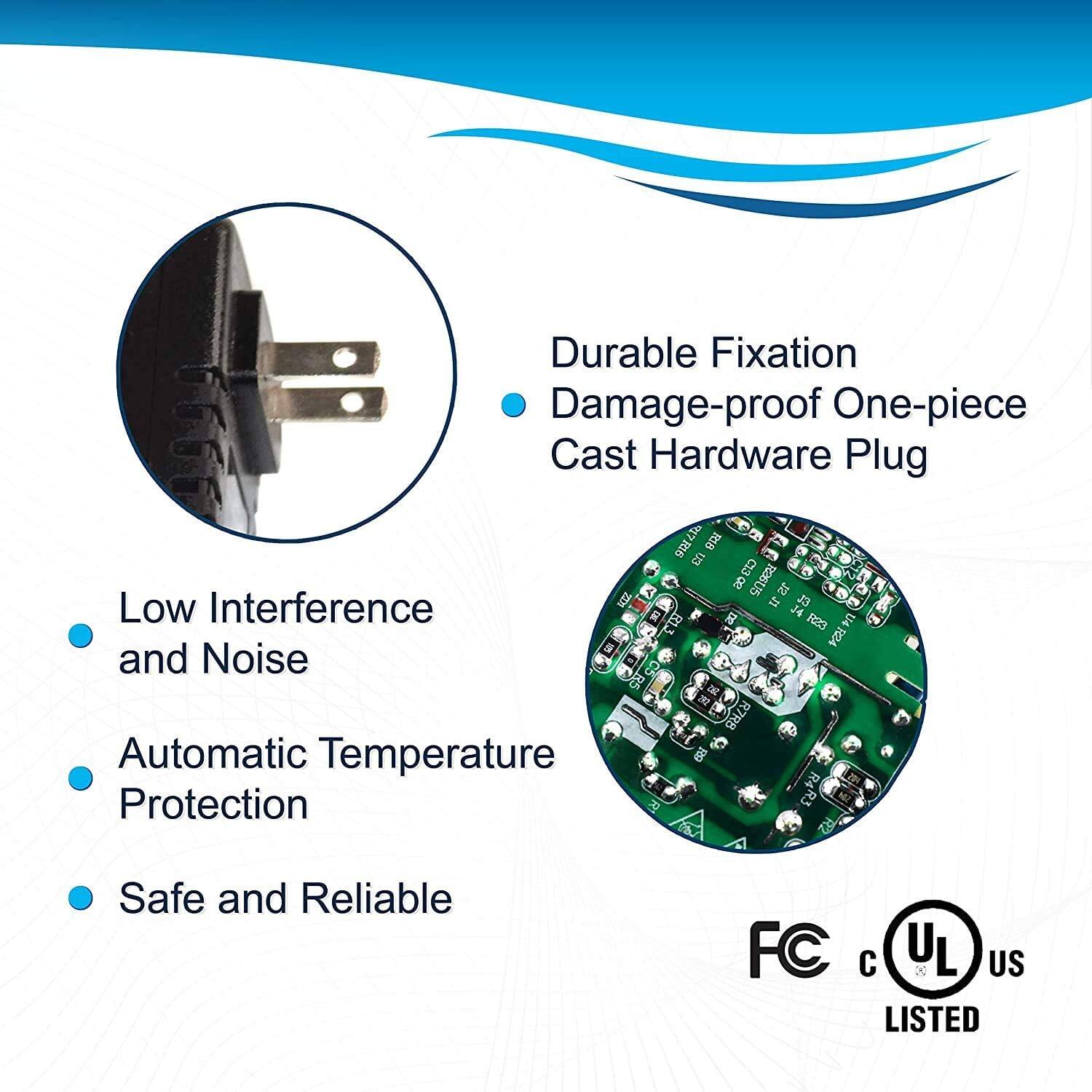 Durable Fixation  
Damage-proof One-piece Cast Hardware Plug  

- Low Interference and Noise  
- Automatic Temperature Protection  
- Safe and Reliable  

917R16 R1B m R7RB R23 14 R24 R4R3  

FC cUL US LISTED