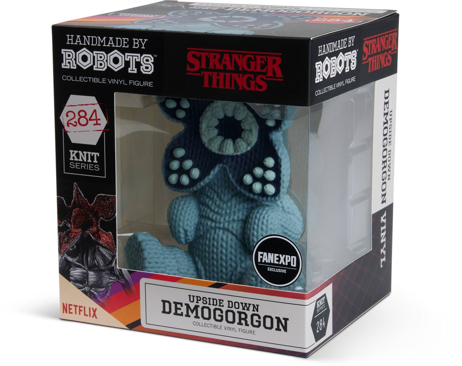 HANDMADE BY ROBOTS  
COLLECTIBLE VINYL FIGURE  
284  
KNIT SERIES  

STRANGER THINGS  
DEMOGORGON  
UPSIDE DOWN  
COLLECTIBLE VINYL FIGURE  

FANEXPO EXCLUSIVE  

NETFLIX