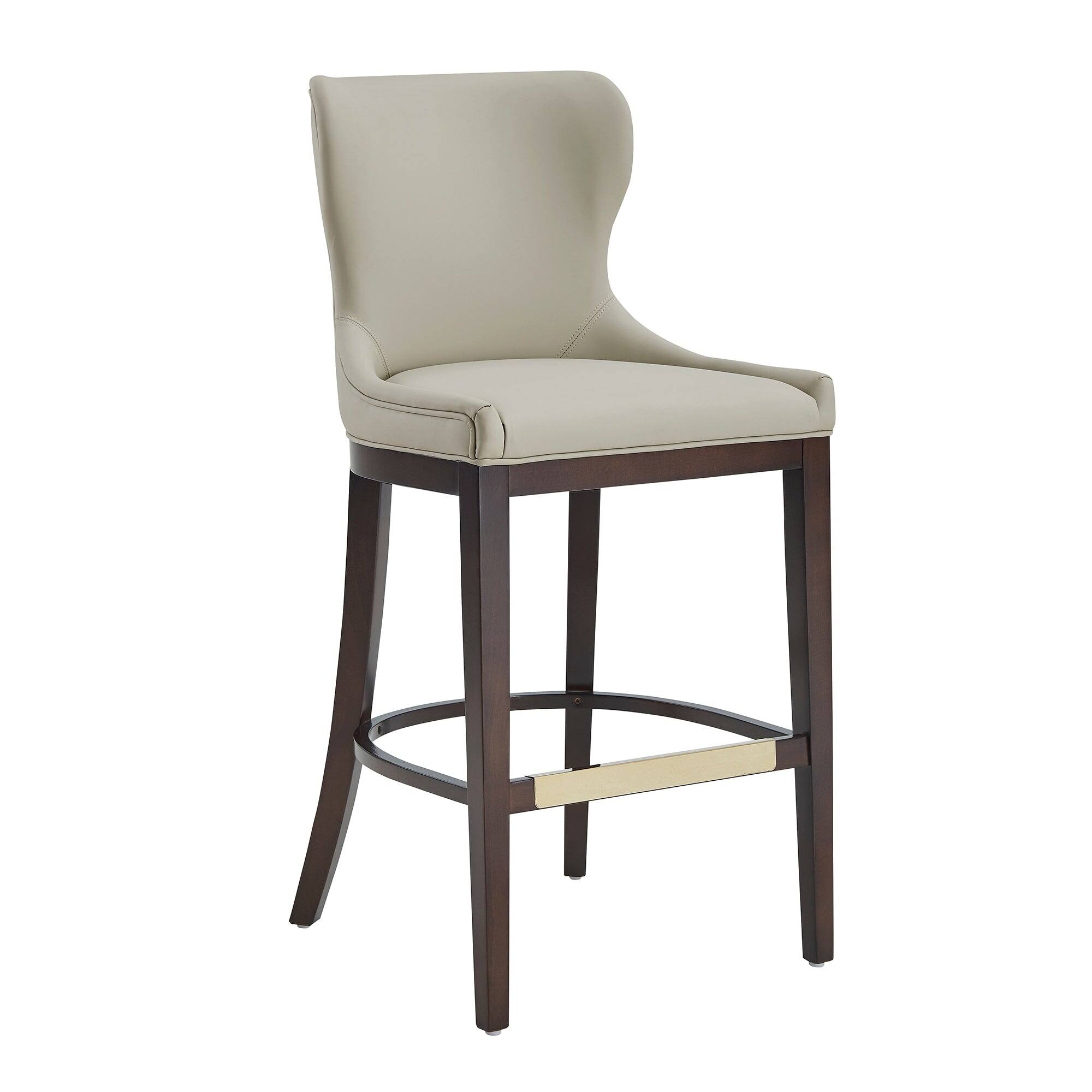 Alt View 2. Manhattan Comfort - Blair Modern Wood Upholstered Barstool - Set of 3 - Stone.