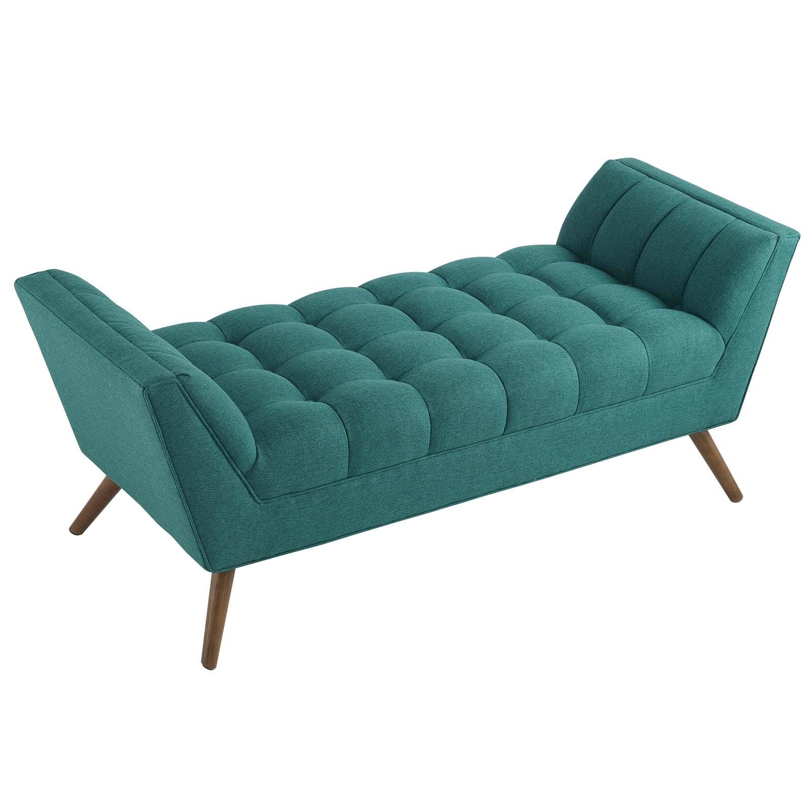 Back. Modway - Response Medium Upholstered Fabric Bench by Modway - Teal.