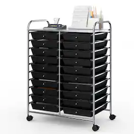 Ecooso - 20-Drawer Rolling Organizer Cart, Multi-Purpose Storage for Studio, Classroom Supplies and Home Organization - Black