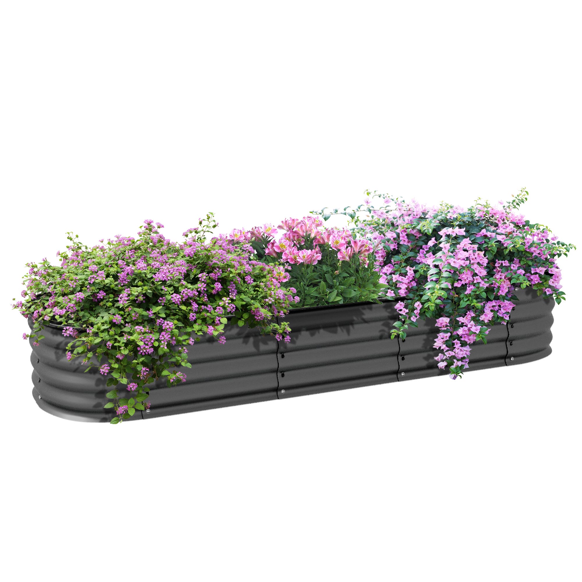 Outsunny - 6.5' x 2' x 1' Galvanized Raised Garden Bed Kit, Outdoor Metal Elevated Planter Box with Safety Edging - Dark Gray