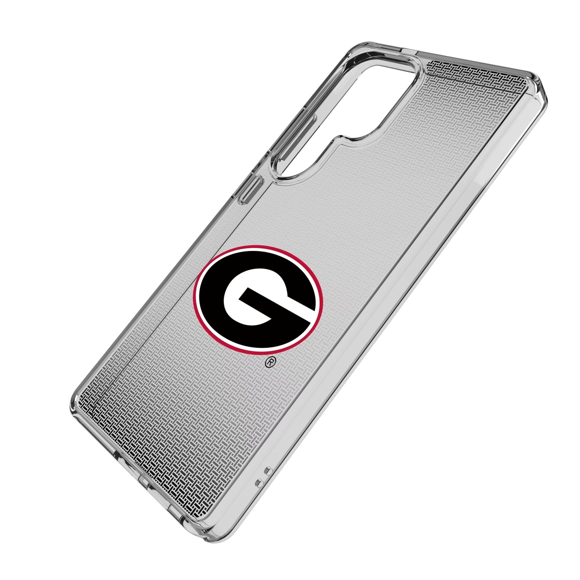 Alt View 1. Keyscaper - Georgia Bulldogs Linen Logo Galaxy Clear Case - S24 Ultra - Multicolor.