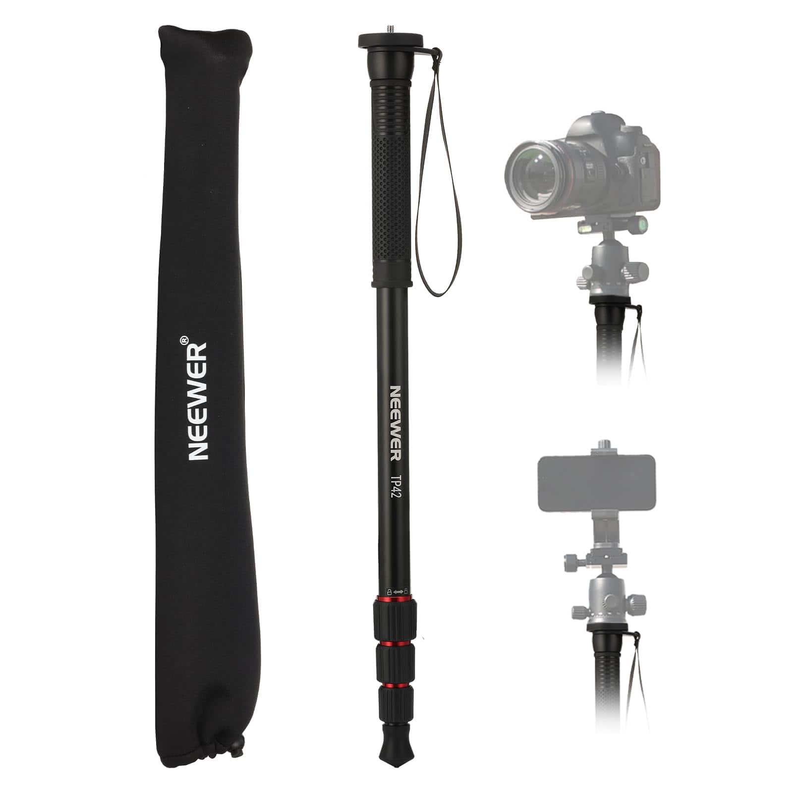 Neewer - 66.5" Camera Monopod, Lightweight Aluminum Stand for DSLR & Camcorder, 1/4" & 3/8" Screw, 22lb Load