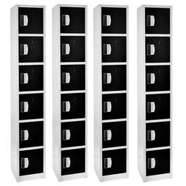 AdirOffice - Storage Locker 629-Series 72" H 6-Tier Steel Digital Lock 6-Shelf Locker, 4/Pack - Black