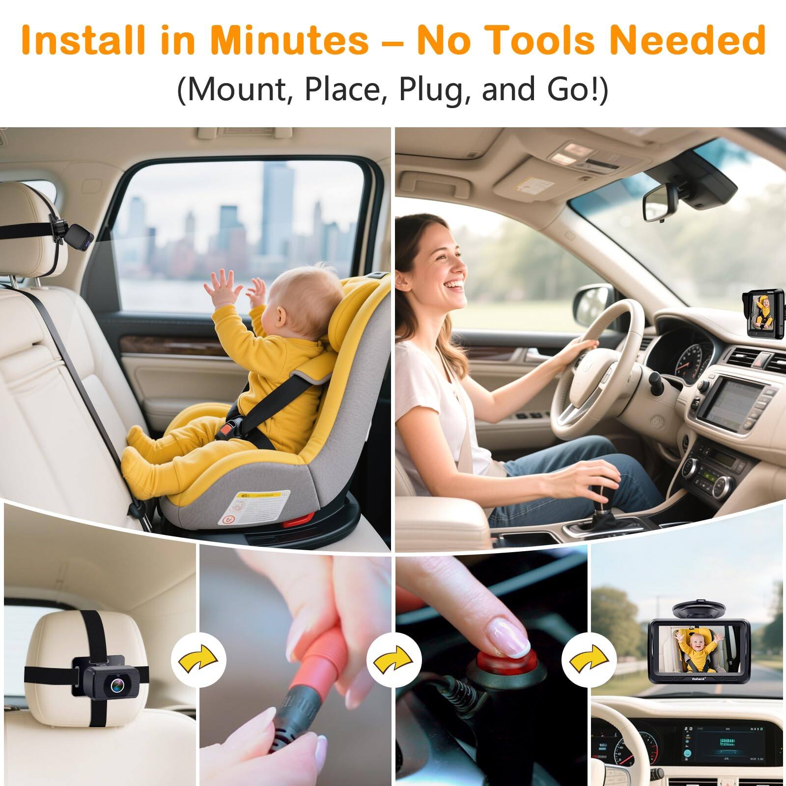 Install in Minutes – No Tools Needed  
(Mount, Place, Plug, and Go!)