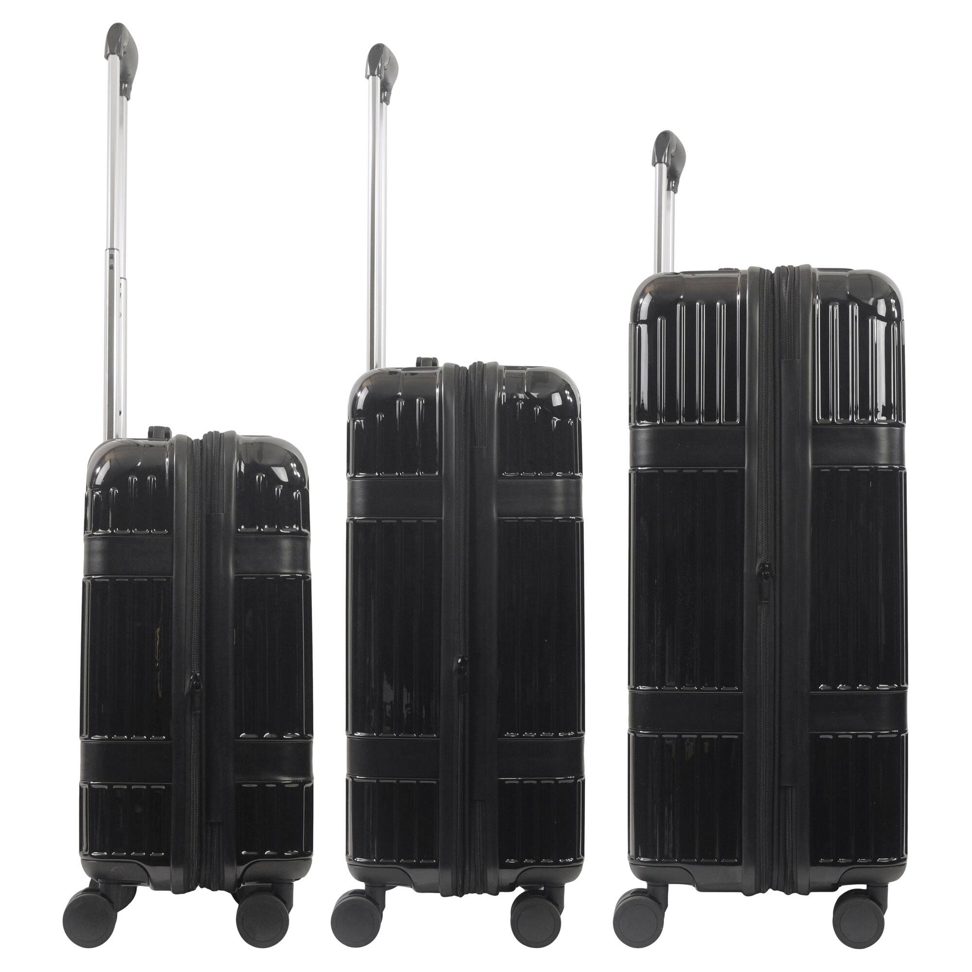 Left. Martha Stewart - The Bedford 3-Piece Hardcase Luggage Set - BLACK.