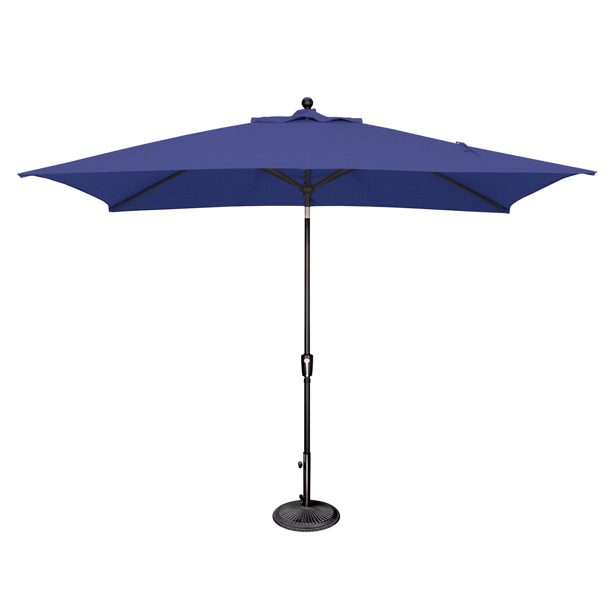 Mondawe - 6.6' x 10' Rectangle Patio Umbrella Push Button Tilt Black Frame - Blue Sky