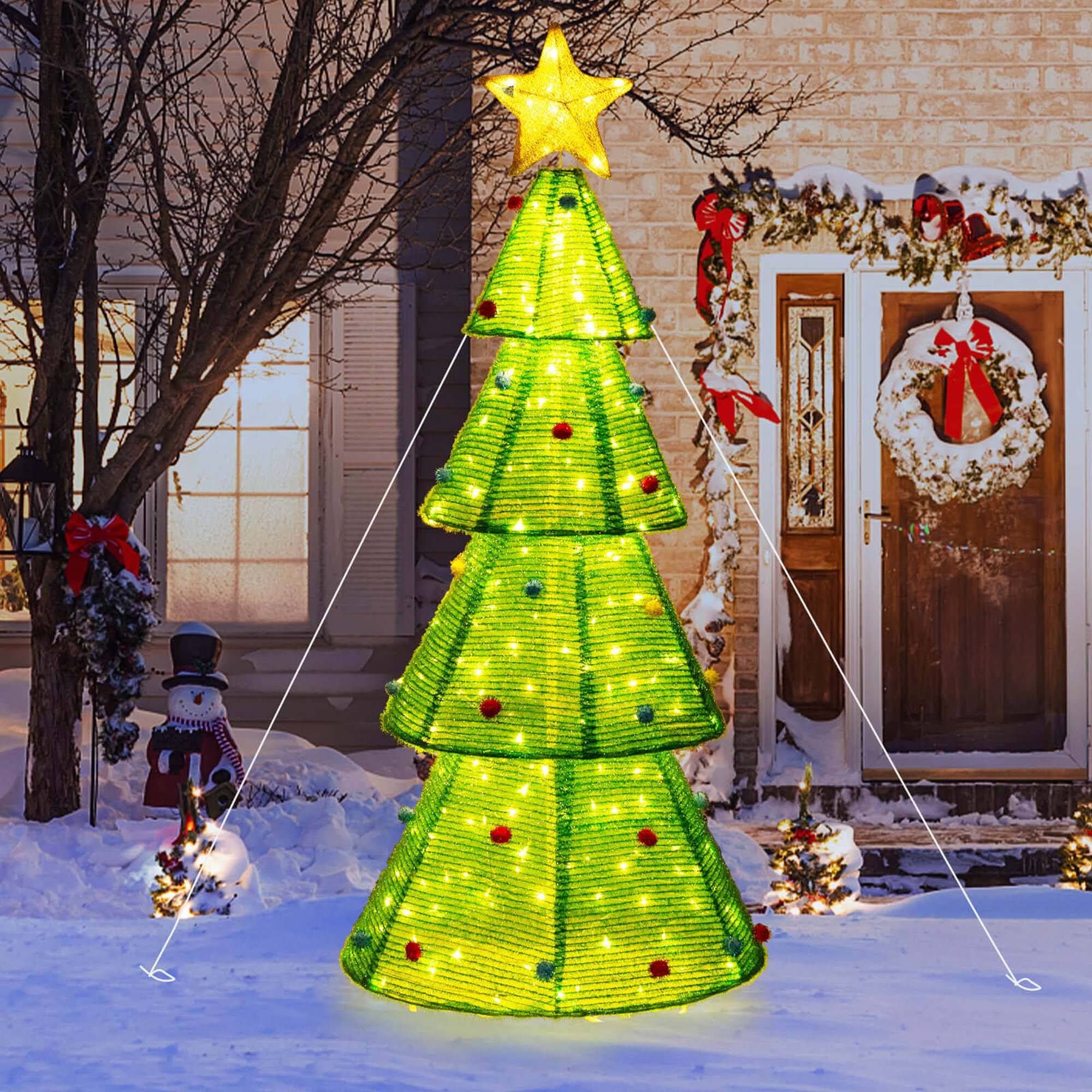 Alt View 3. Costway - Costway 6.2 FT Collapsible Christmas Tree with  200 Built-in LED Lights Top Star Decoration - White.