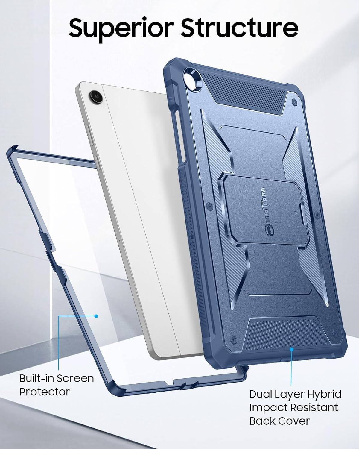 Superior Structure OMATARA Built-in Screen Protector Dual Layer Hybrid Impact Resistant Back Cover