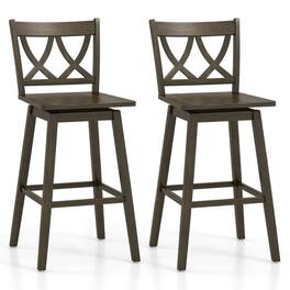 Kadyn - Kitchen Counter Bar Chairs, Bar Stools,24/29 Inch Bar Stool Set of 2 Wooden Bar Chairs with Rubber Wood Frame-29 inches - Gray