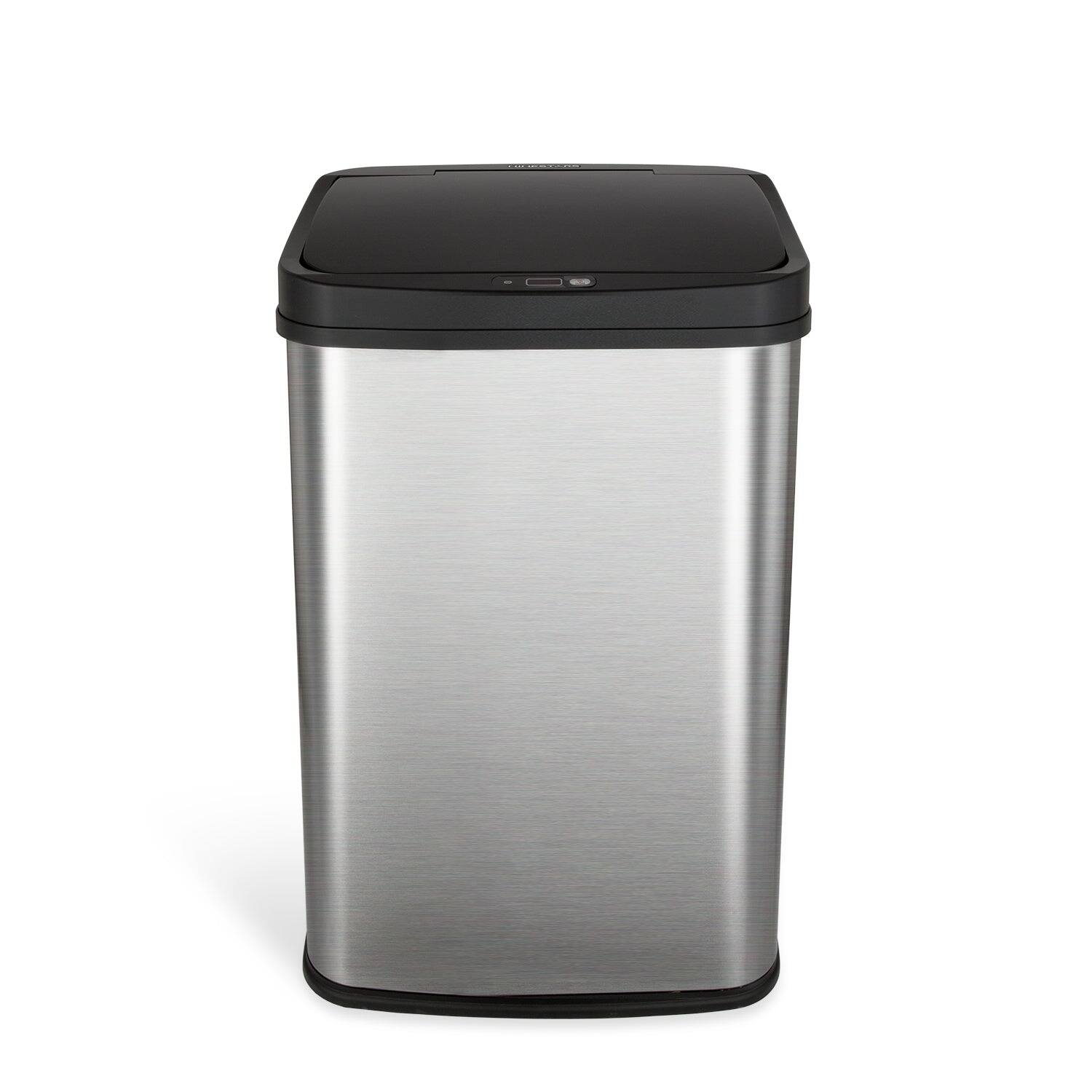 Front. Nine Stars - Rectangular Motion Sensor Trash Can 13.2 Gallon.