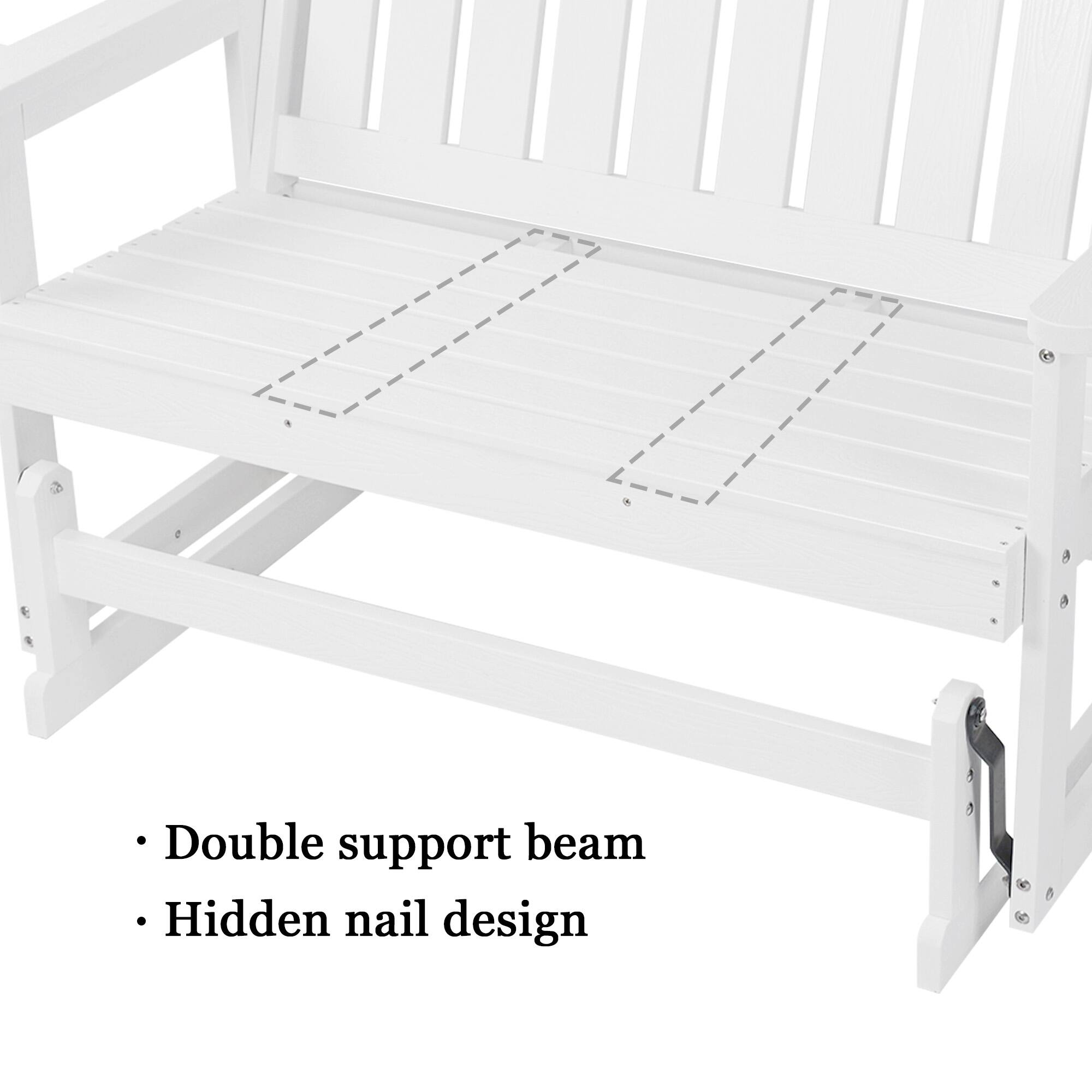 - Double support beam
- Hidden nail design