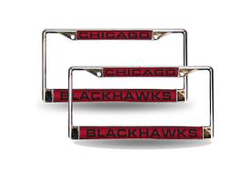 Rico Industries - Chicago Blackhawks NHL Chrome Metal Laser License Plate Frame - Set of 2 Frames - Multi