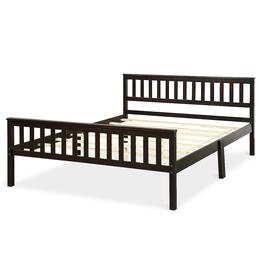 Hivvago - Queen Wood Platform Bed Frame with Headboard and Footboard - Espresso