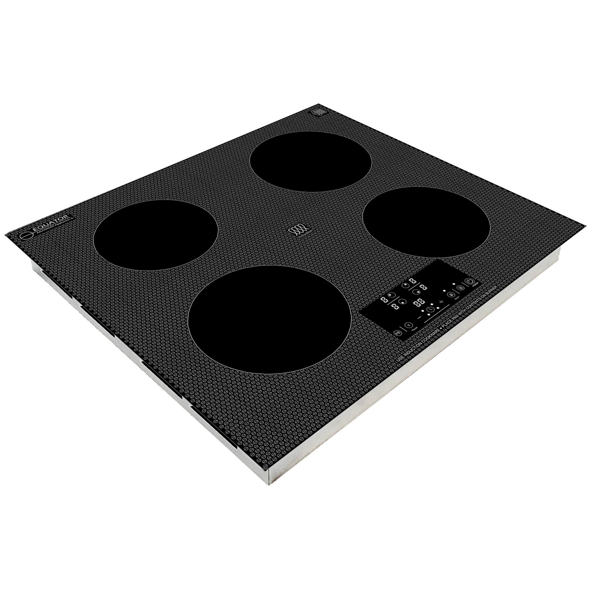 Angle. Equator - Equator ED 24" Built-In/Freestanding | 4 Burner Induction Electric Cooktop Touch Control | Auto Power Sharing 220V - Black.