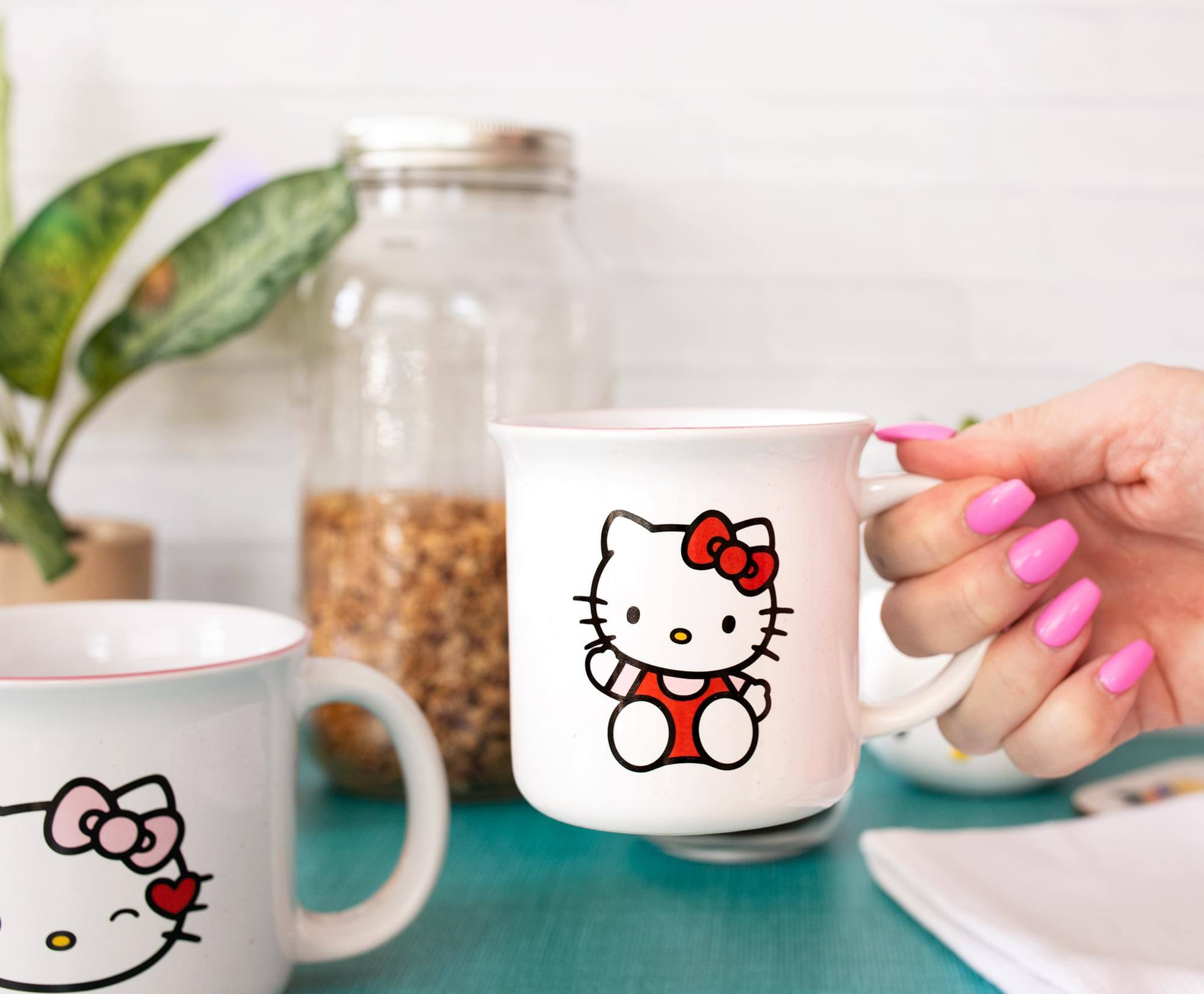 Alt View 10. Hello Kitty - Hello Kitty 9 and 16 Ounce Ceramic Camper Mug Set of 2 - Red.