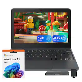 Lenovo - Gen 4 11.6" HD Laptop,Intel N100,4GB LPDDR5,128GB SSD+160GB Dock Station Set,Intel UHD Graphics,Win 11 Pro - Gray