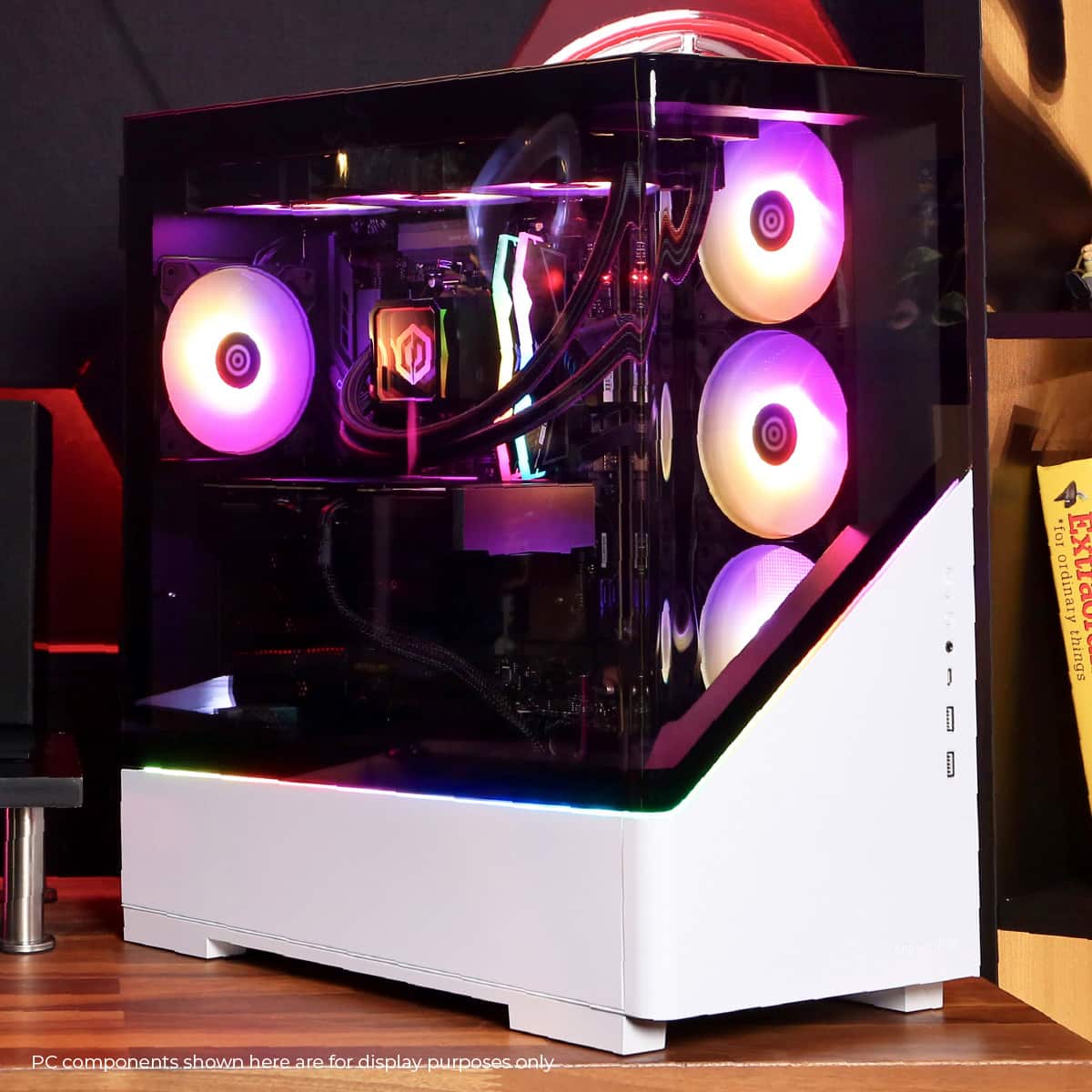 The PC components shown here are for display purposes only.