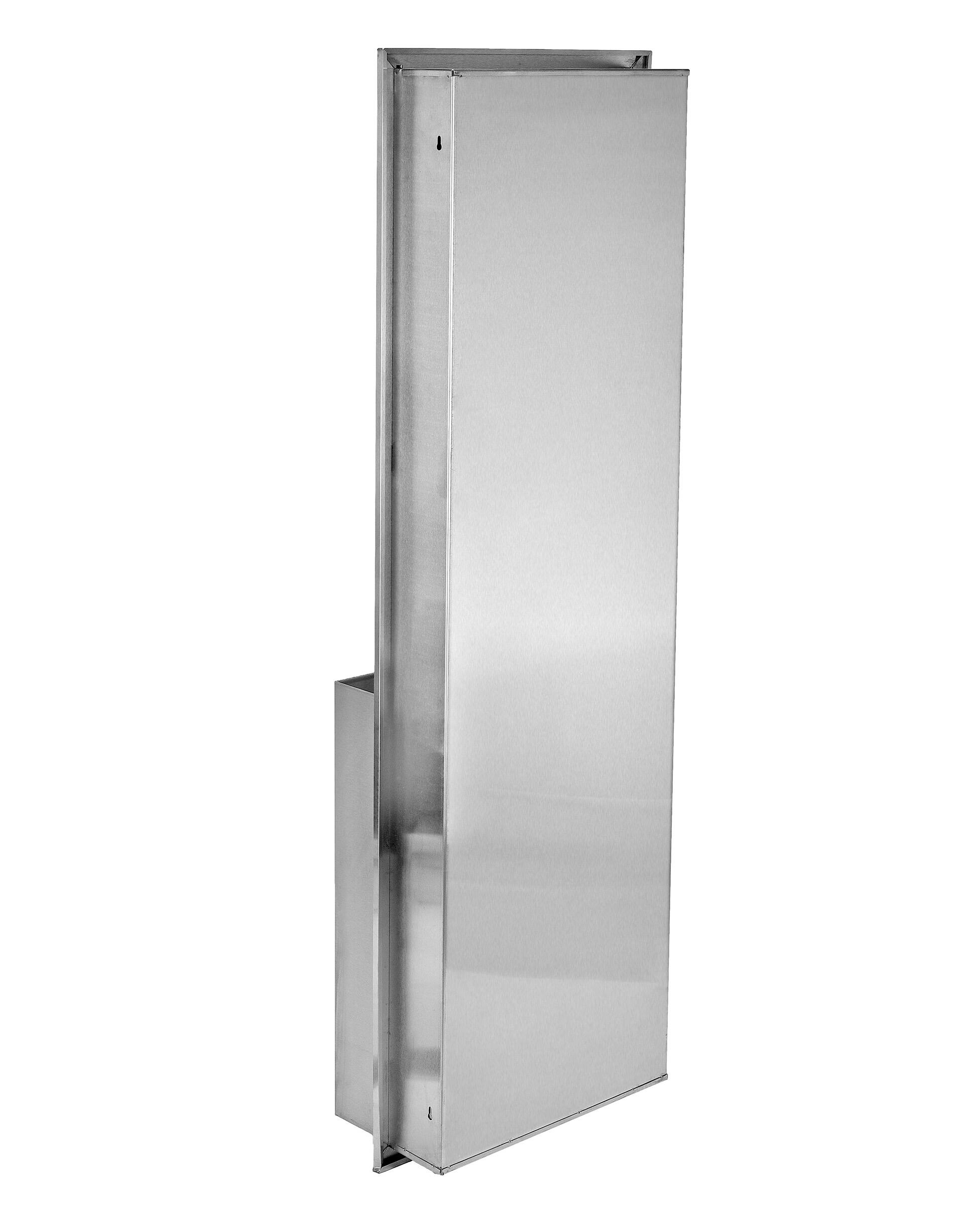 Back. Alpine Industries - Paper Towel Holder, 56" Stainless Steel, Recessed Paper Towel Dispenser with 12 Gal. Trash Receptacle - Stainless Steel.