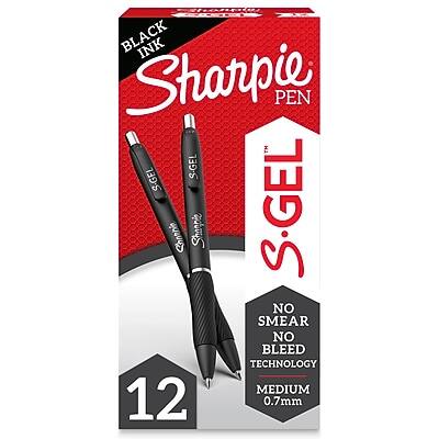BLACK INK Sharpie PEN
S.GEL
NO SMEAR NO BLEED TECHNOLOGY
MEDIUM 0.7mm
12