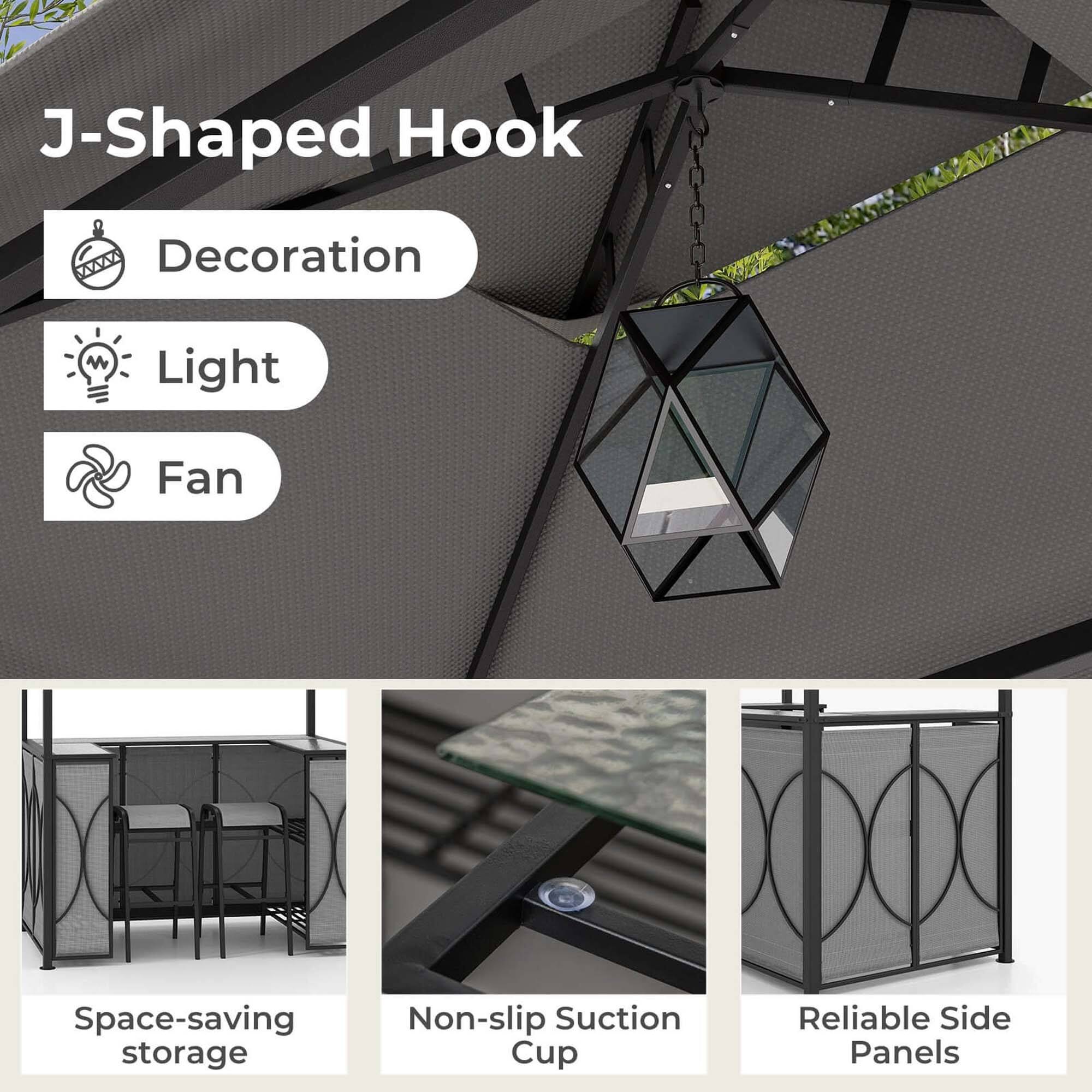 J-Shaped Hook Decoration M Light Fan Space-saving storage Non-slip Suction Cup Reliable Side Panels