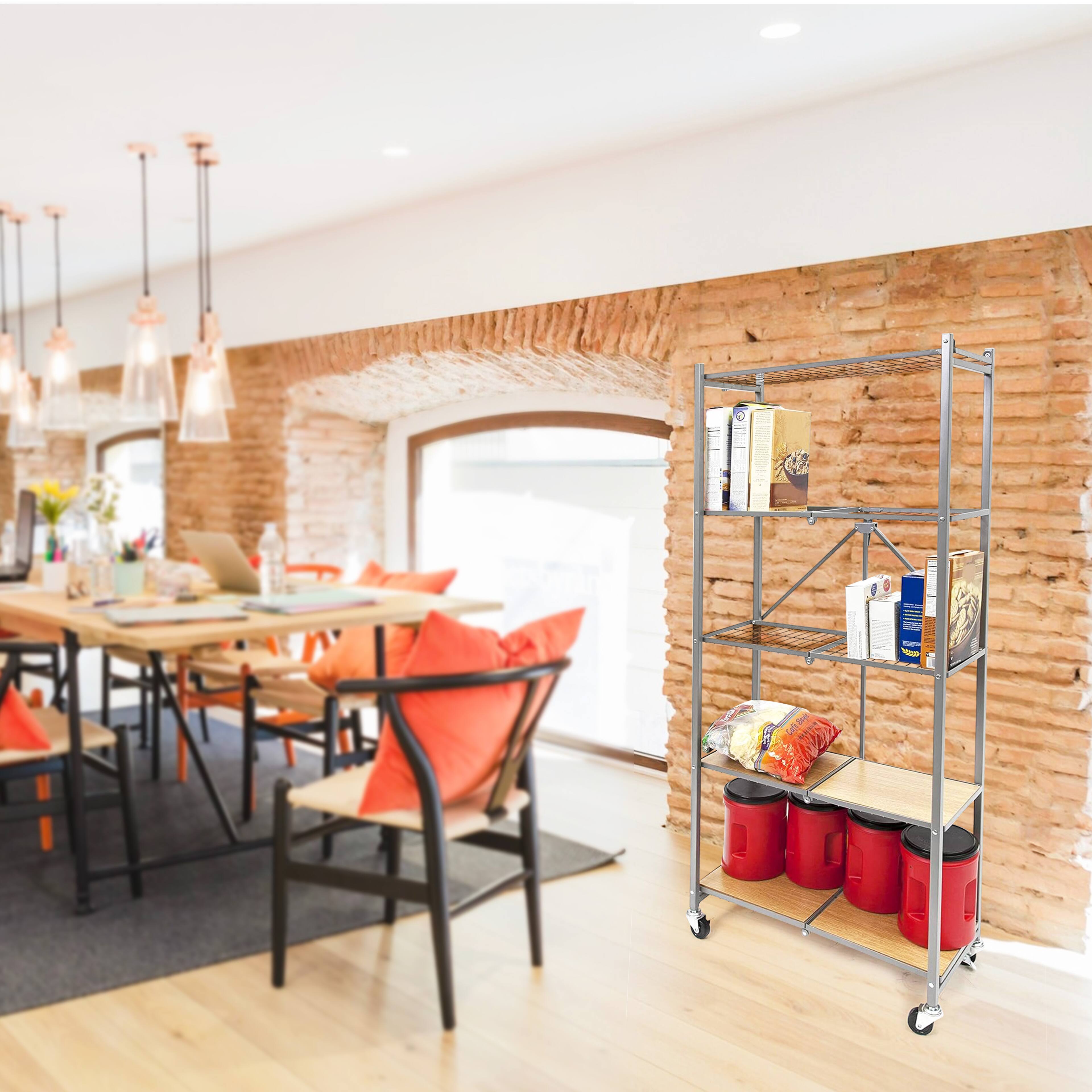 Alt View 4. Origami - Origami RPR Series 5 Shelf Slim Steel Pantry Rack Holds up to 100 Pounds, Silver - Silver.