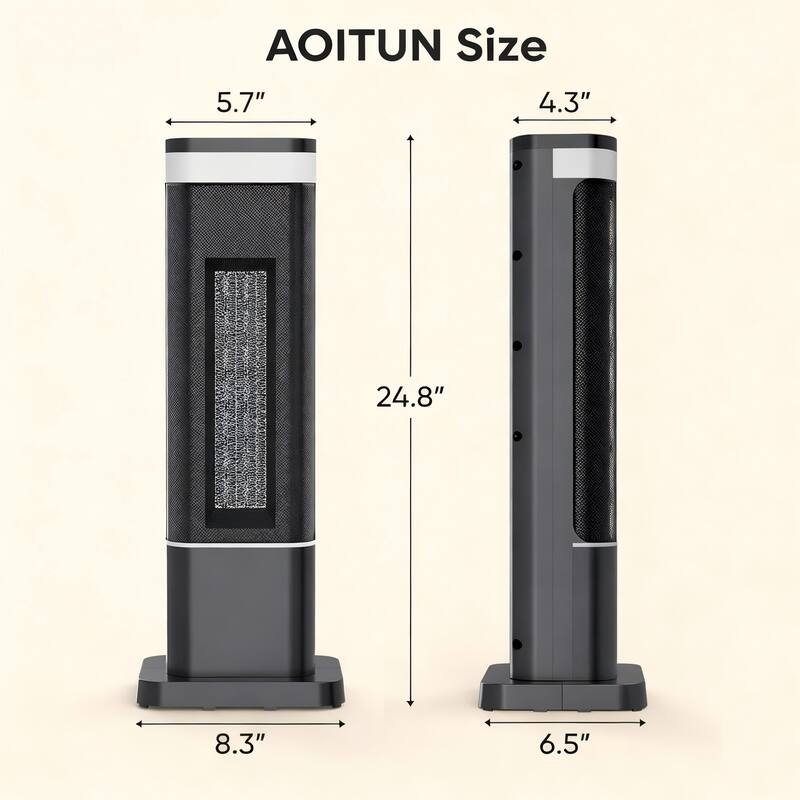 AOITUN Size

- 5.7" (height)
- 4.3" (height)
- 24.8" (length)
- 8.3" (width)
- 6.5" (width)