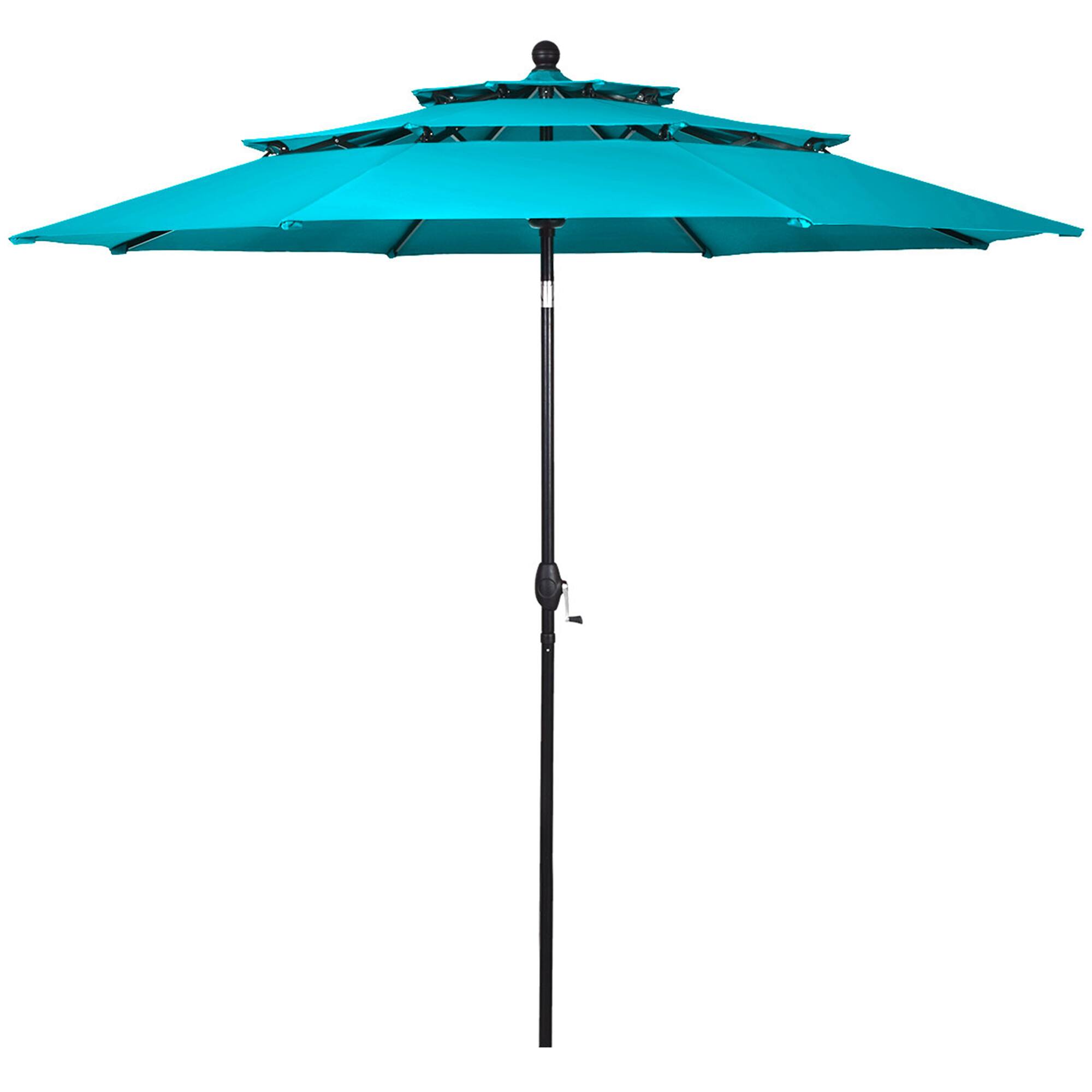 Alt View 1. Gymax - Gymax 10ft 3 Tier Patio Market Umbrella Aluminum Shade Shelter Double Vented Turquoise - Turquoise.