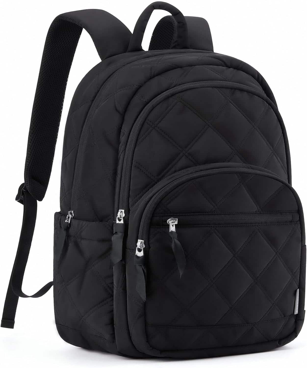 ZUQIETA - Quilted Women's 15.6" Laptop Backpack - Water-Resistant Travel & College Bag - Black