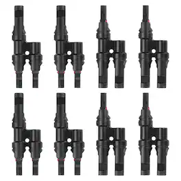 Unique Bargains - Five Pair T-Shaped Branch Connector 1 to 2 Male/Female for Solar Panel Parallel Connection - Black