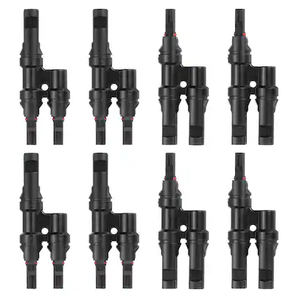 Front. Unique Bargains - Five Pair T-Shaped Branch Connector 1 to 2 Male/Female for Solar Panel Parallel Connection - Black.