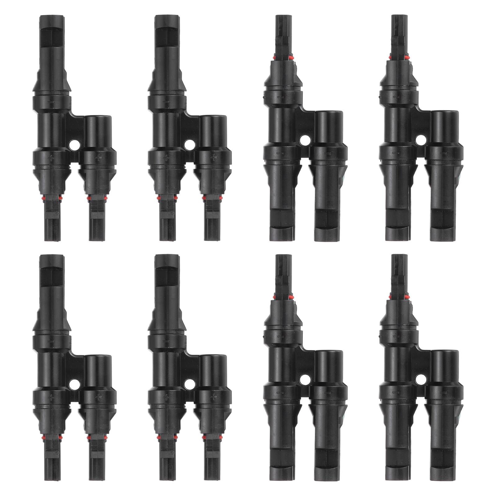 Front. Unique Bargains - Five Pair T-Shaped Branch Connector 1 to 2 Male/Female for Solar Panel Parallel Connection - Black.