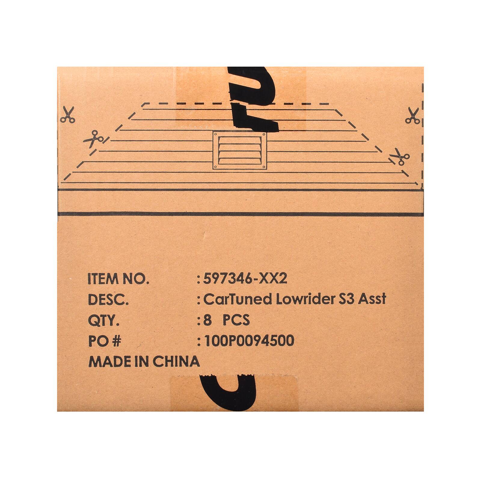 ITEM NO. : 597346-XX2  
DESC. : CarTuned Lowrider S3 Asst  
QTY. : 8 PCS  
PO# : 100P0094500  
MADE IN CHINA