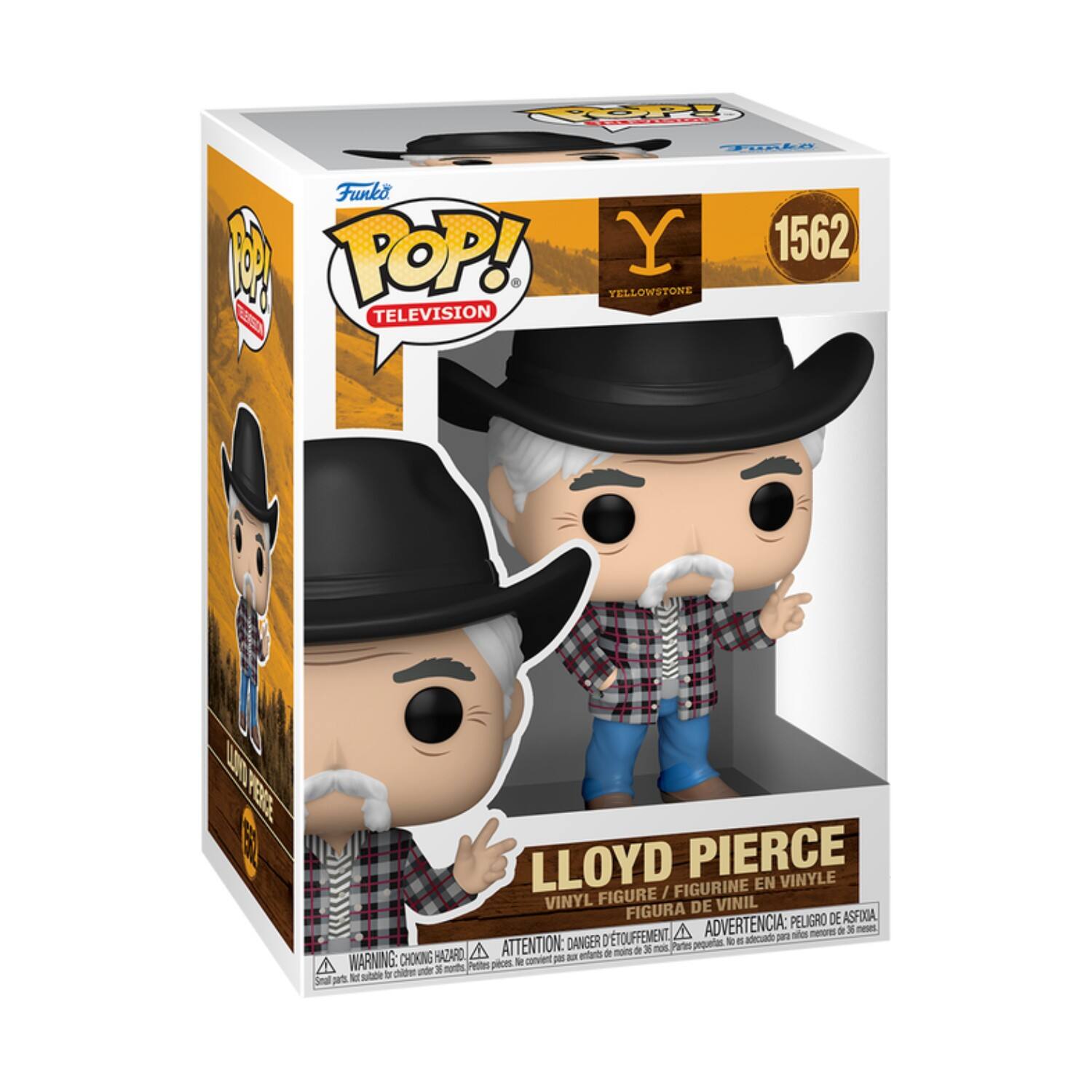F - PDALA Funko POP! Y 1562 M TELEVISION YELLOWSTONE LLOYD PIERCE VINYLE FIGURINE EN FIGURE / VINYL DE VINIL FIGURA DE ASFIXGA ADVERTENCIA: PELIGRO - A - 9 3 D'TOUFFEMENT a para sos DANGER pequaetas 1o i HAZARO ATTENTION: a entaris a noi a x non Partes A WARNING: CHOKING Petes pices S convert pe nhem -dr 3 morths a sitate a Smal pes