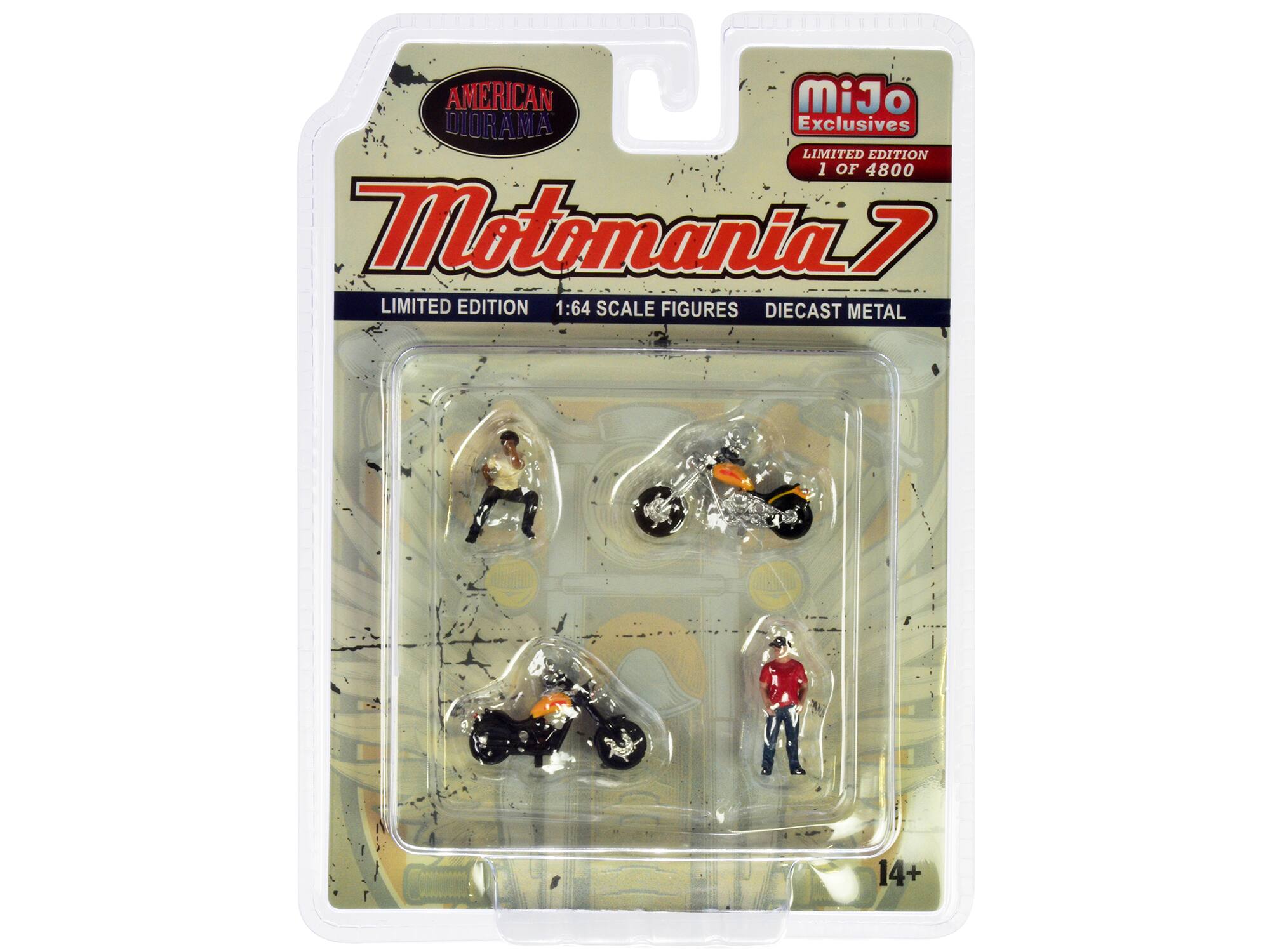 AMERICAN DIORAMA Exclusives LIMITED EDITION 1 OF 4800 Motomania7 LIMITED EDITION 1:64 SCALE FIGURES DIECAST METAL  
14+