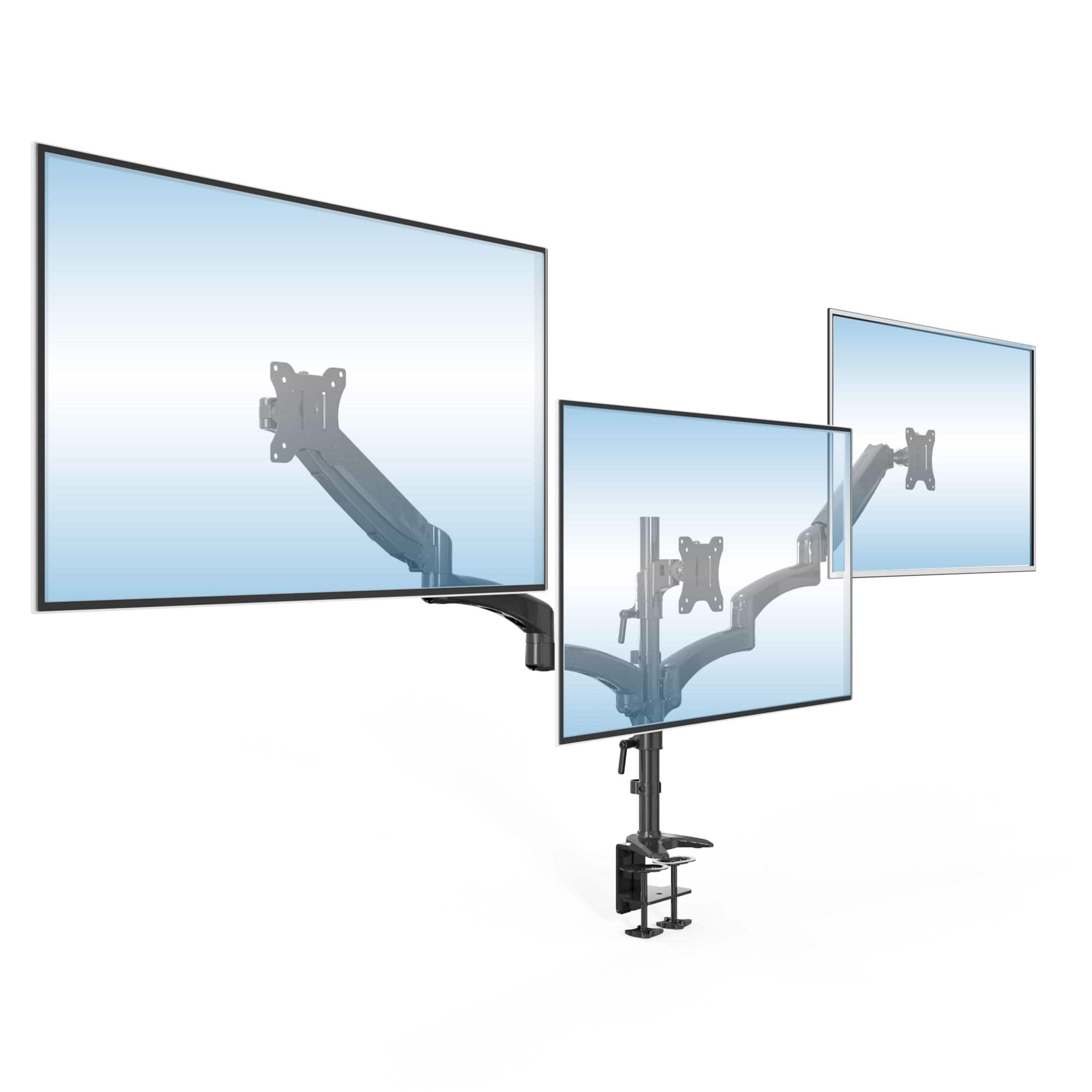 Mount-It! - Triple Monitor Desk Mount with Gas Spring Arms for Monitors up to 32″ - Black